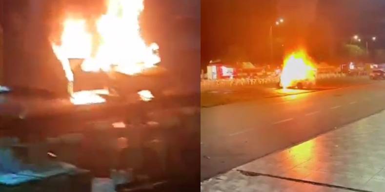 Carro em chamas assustou Parauapebas nesta noite de terça-feira / Foto: Reprodução