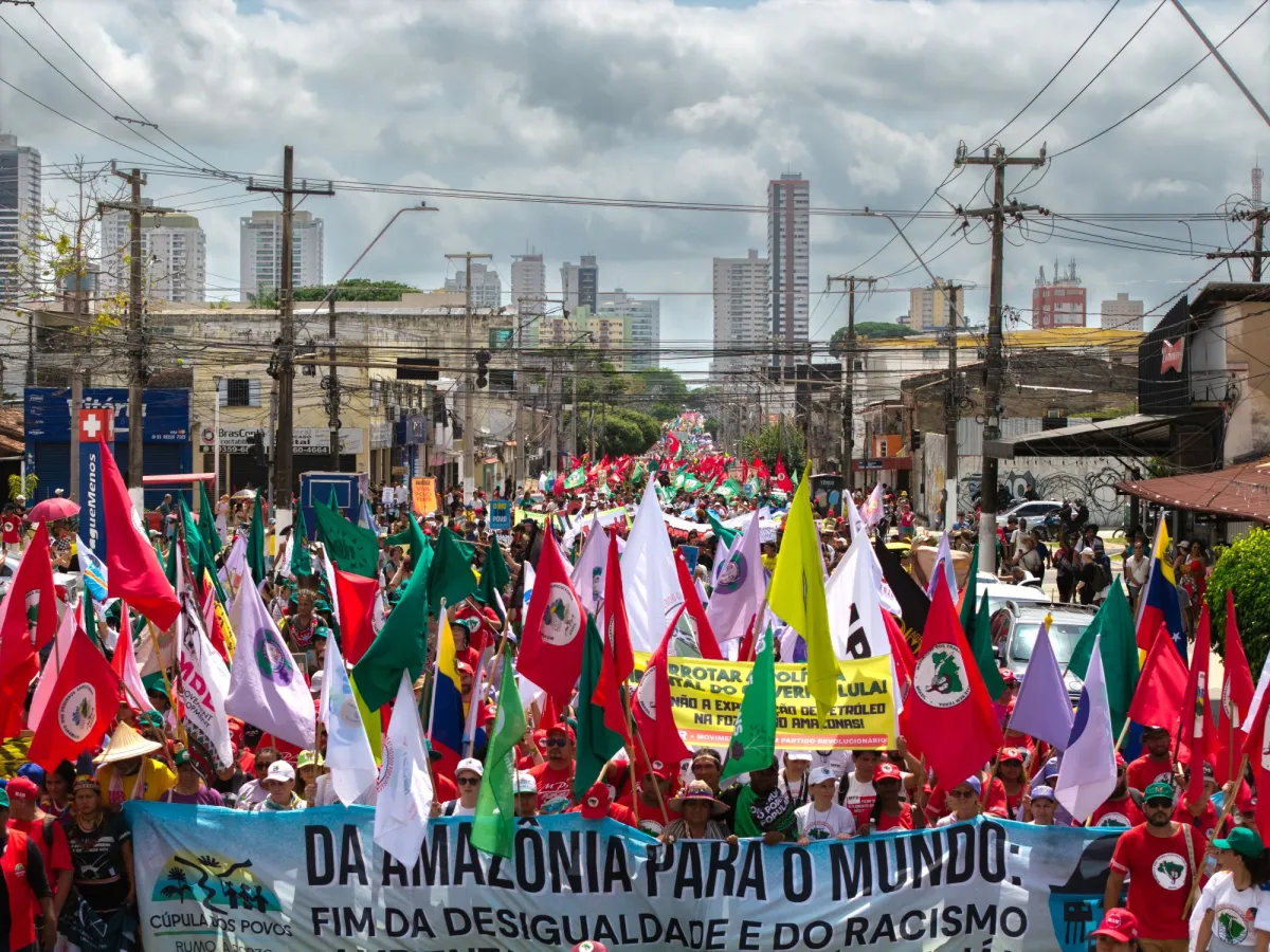 Marcha Global pelo Clima ocorreu na manhã de sábado, 15, em Belém. Foto: Ahmad Jarrah/A Lente