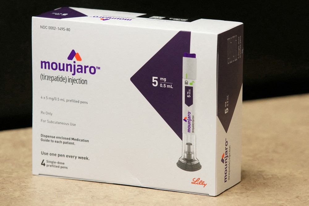 Caixa do medicamento Mounjaro (tirzepatide) injeção 5 mg/0.5 mL.
