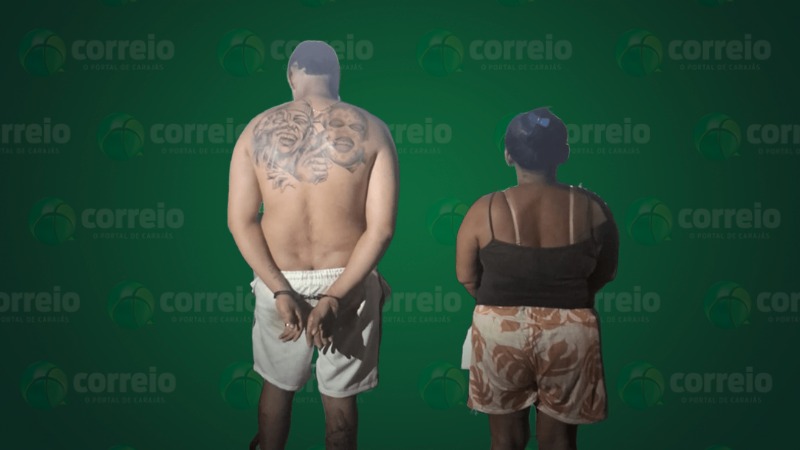 Homem algemado com tatuagem nas costas e mulher, ambos de costas, em fundo verde com logo 'correio'.