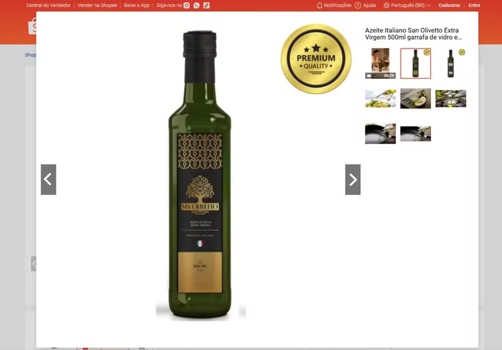 Garrafa de azeite de oliva extra virgem San Olio 500ml com rótulo preto e dourado.