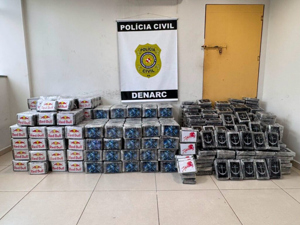 Grande quantidade de tabletes de entorpecentes apreendidos pela Polícia Civil do Pará.